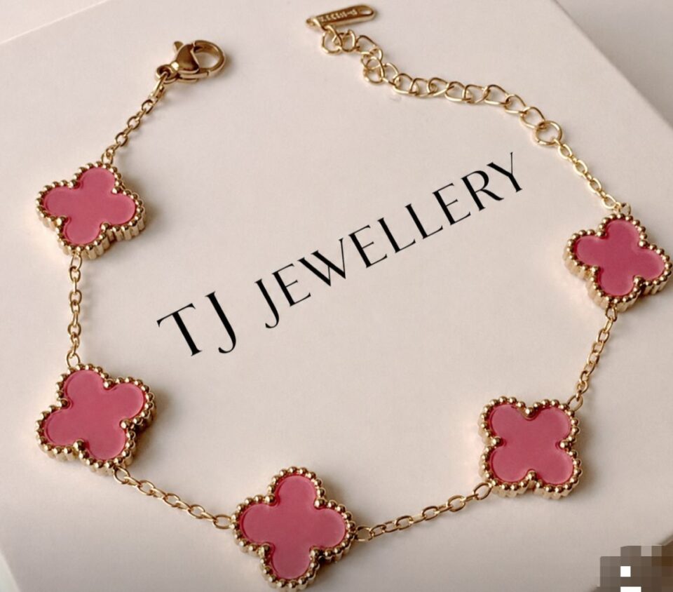 Pink Clover Charm Bracelet