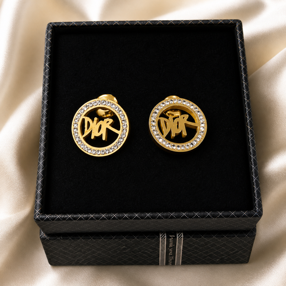 Luxury Crystal Dior Stud Earrings