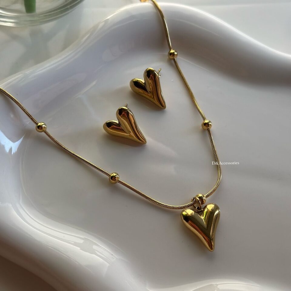 Luxury Heart Jewellery Set (Gold