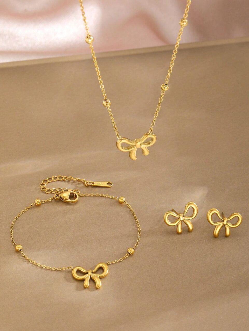 Elegant Bow Jewellery Set (Gold)