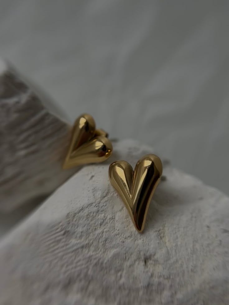 Golden Heart Stud Earrings