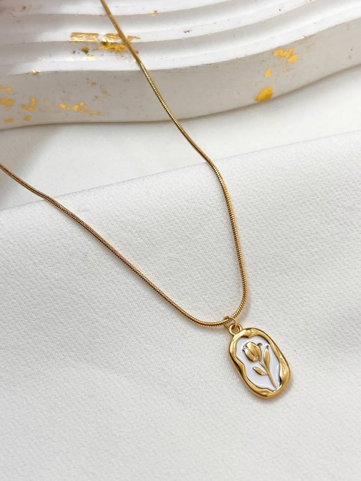 Golden Tulip Pendant Necklace