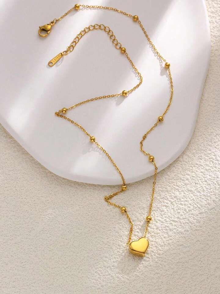Golden Heart Drop Necklace