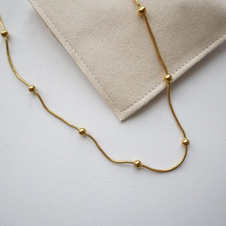 Golden Beaded Chain Necklace