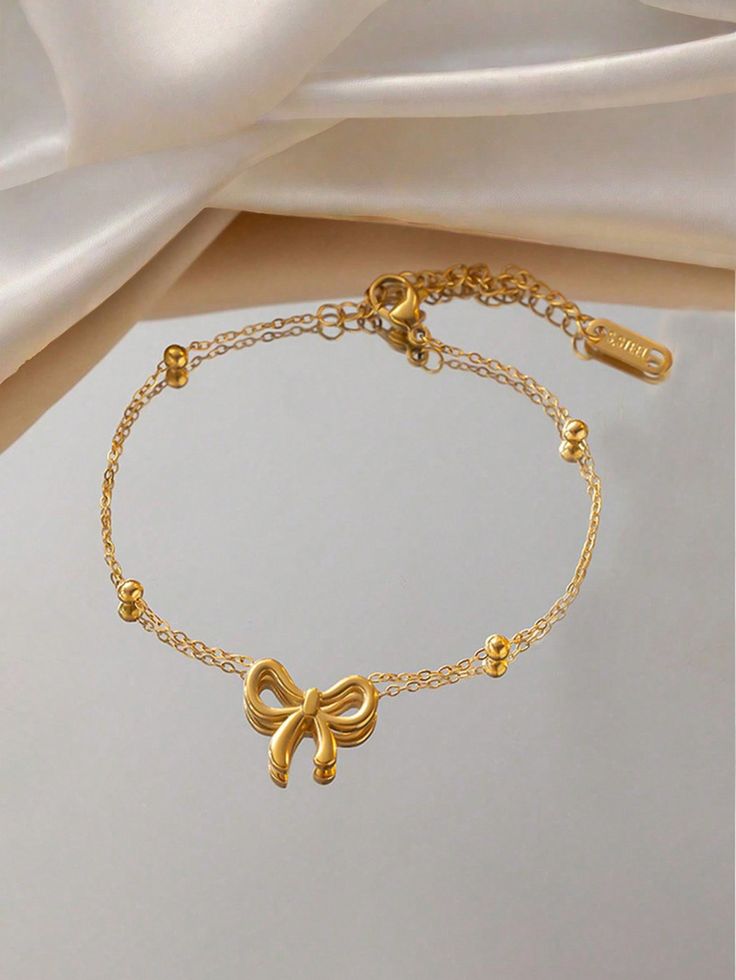 Golden Bow Charm Bracelet